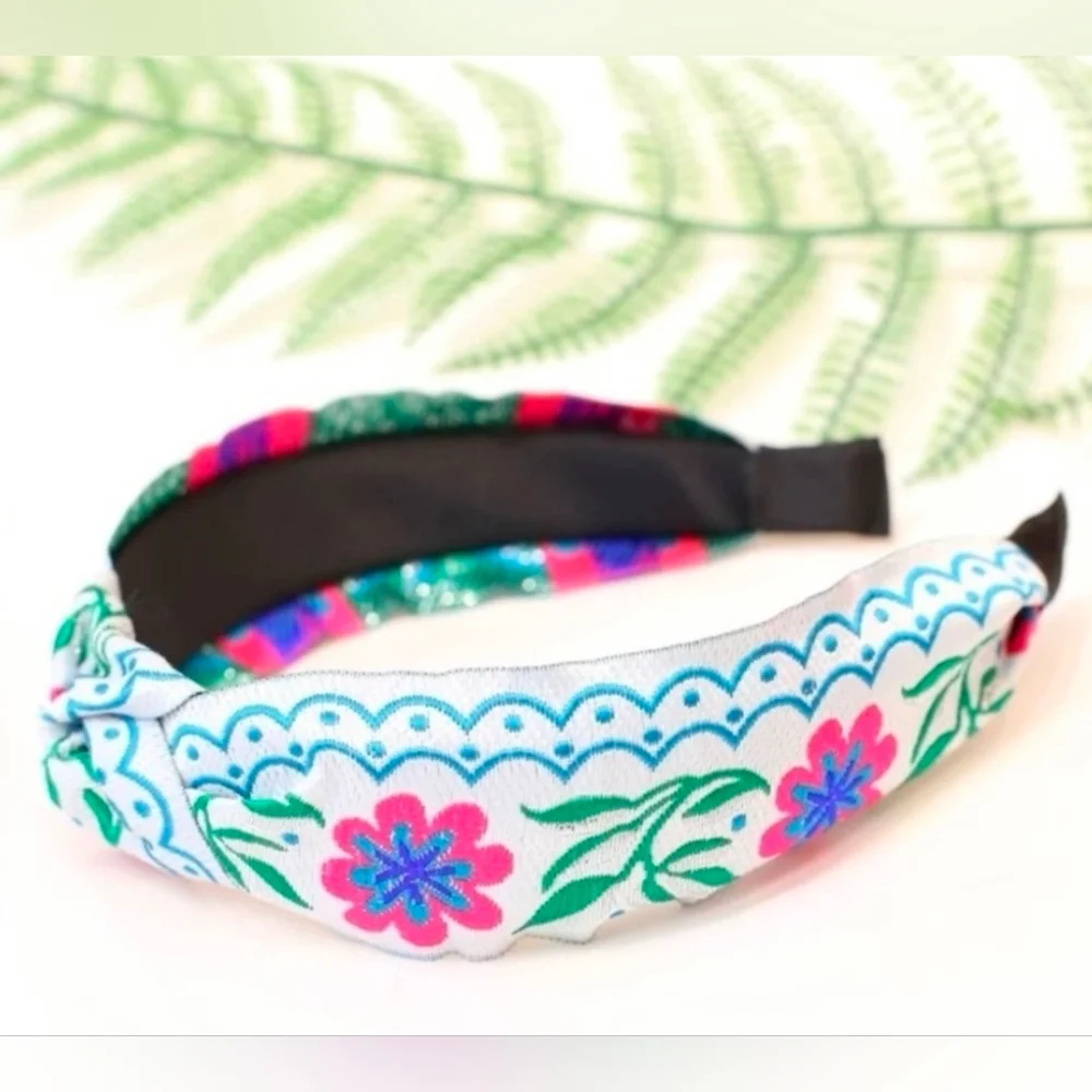 Floral Embroidered Headband - Multicolor